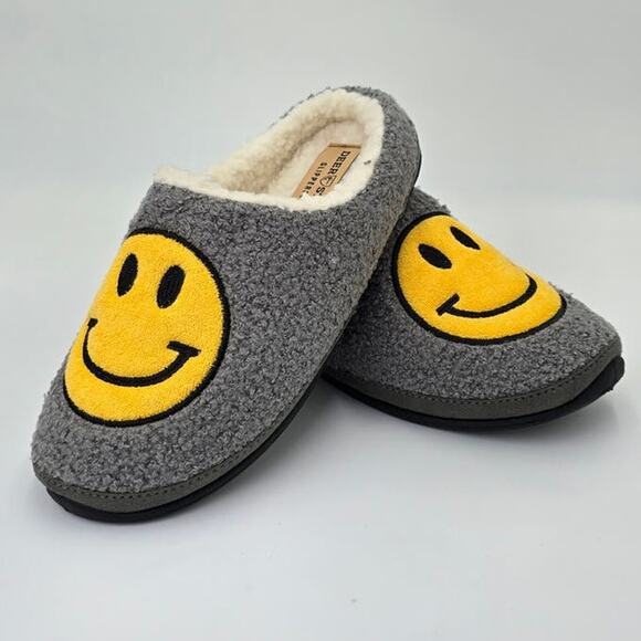 Deer Stags Slippers Smile Face Faux Shearling Cushioned Indoor Outdoor Womens 9M - Picture 8 of 9